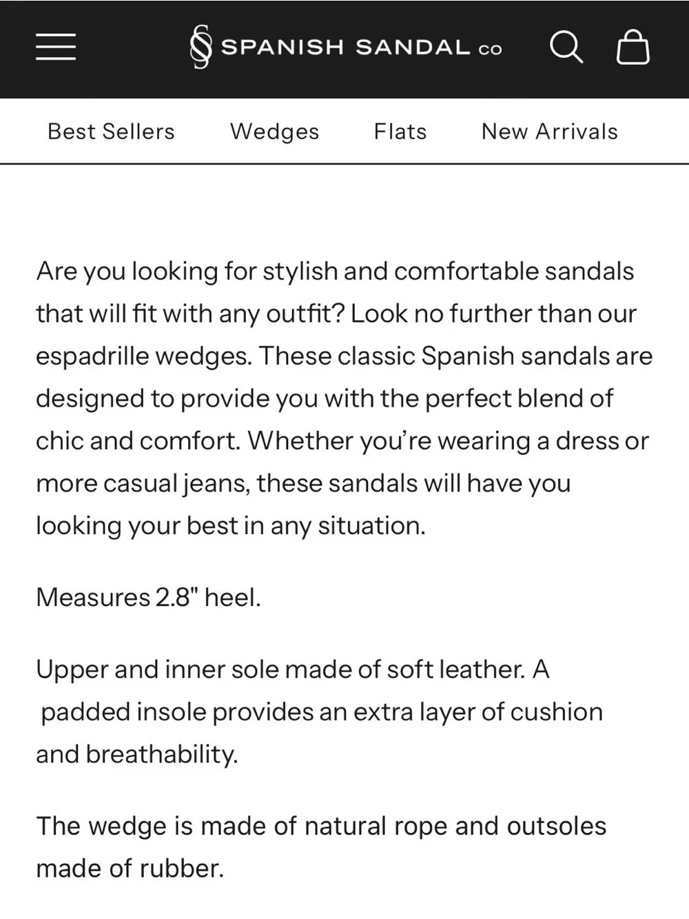 NWOT Spanish Sandal Company Almond Espadrille Wedge Sandals — Almond Leather